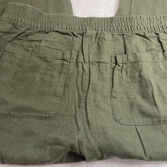 Old Navy High-Rise Straight Pants Womens Size XL Green Linen Rayon Comfort Waist - Picture 8 of 11